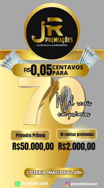 RAPIDINHA DO JR LOTERIA NACIONAL  AS 20:00HORAS